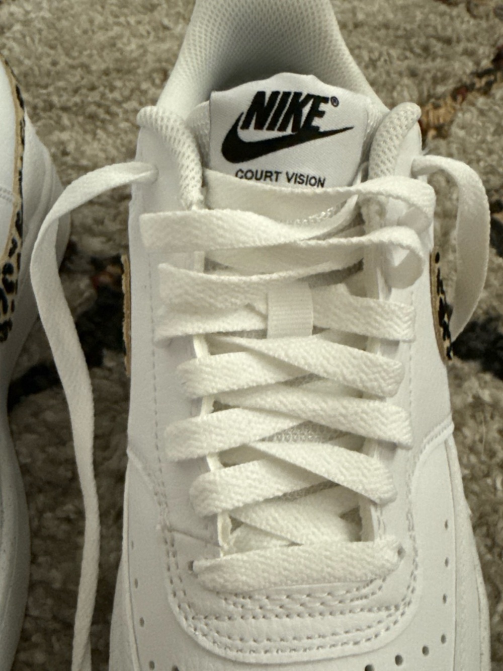 Nike Women’s White Sneakers with Leopard Swoosh Accents - Picture 6 of 7